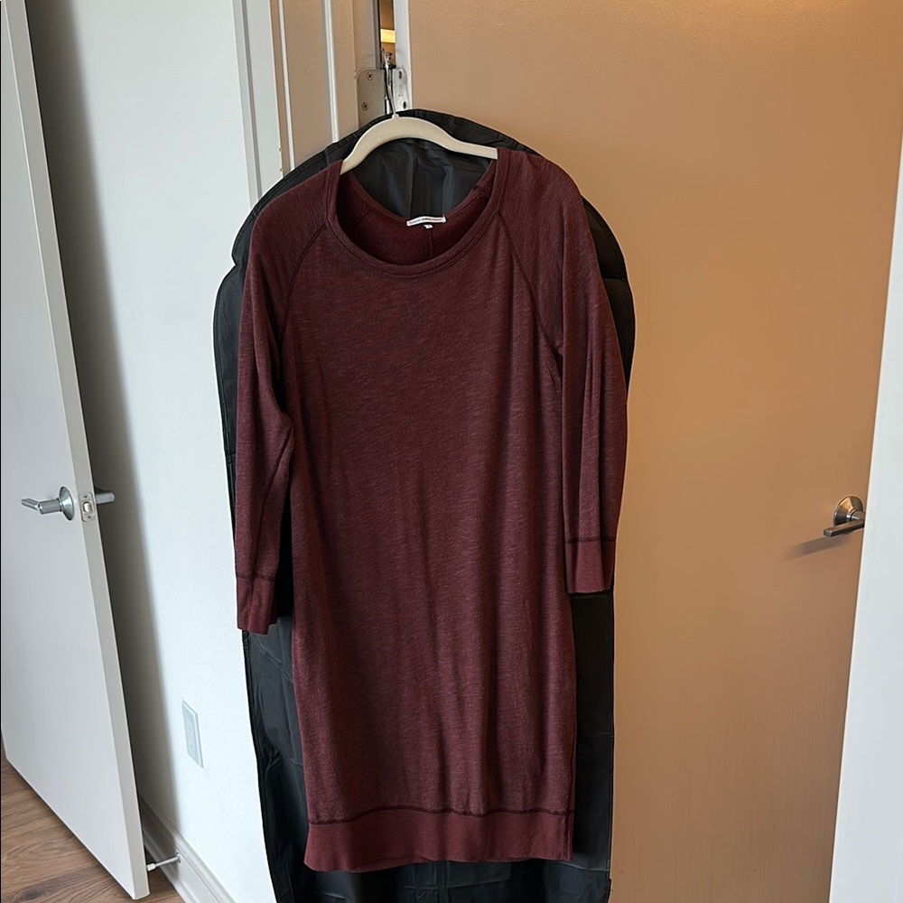 James Perse Burgandy 3/4 Sleeve Dress